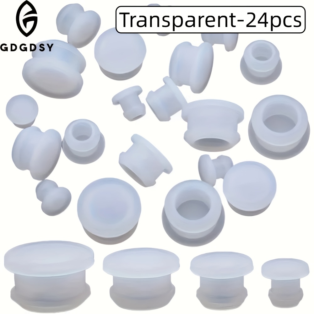 E-shop 24 Stück Silikonstopfen, 4 Stile, Transparent, (7 mm, 10,5 mm, 13 mm, 17 mm)