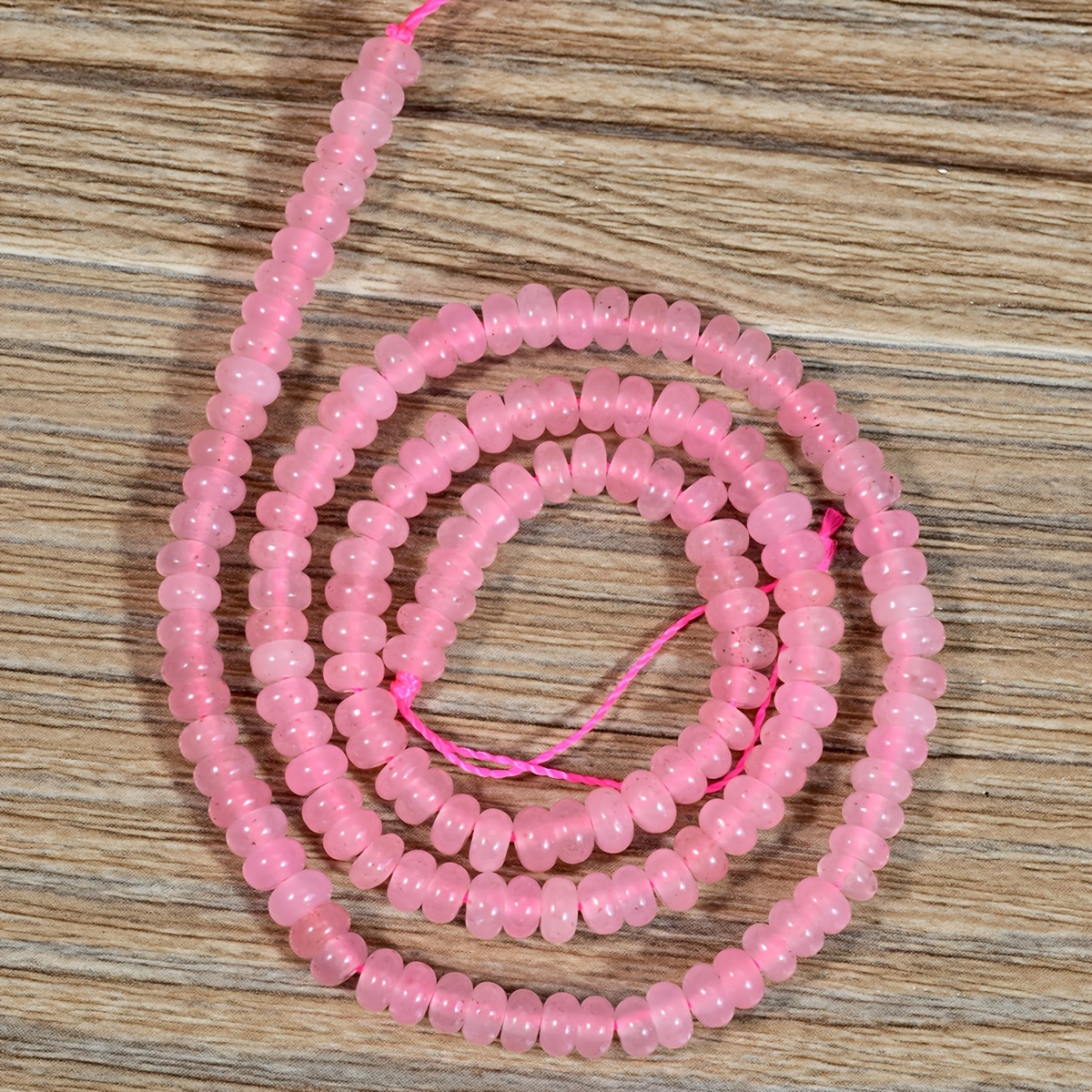 TEMU 150-155 pièces de perles d'espacement en quartz rose naturel adaptées à la fabrication de bijoux, perles en de coupe ronde 4*2mm avec base plate