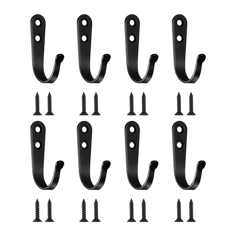 TEMU 8sets Heavy Utility Hooks Duty Rust-resistant Screw Set: 8 Hooks And 16 Nuts, Industrial Wall Metal Hooks, Suitable For Home Office Decoration-