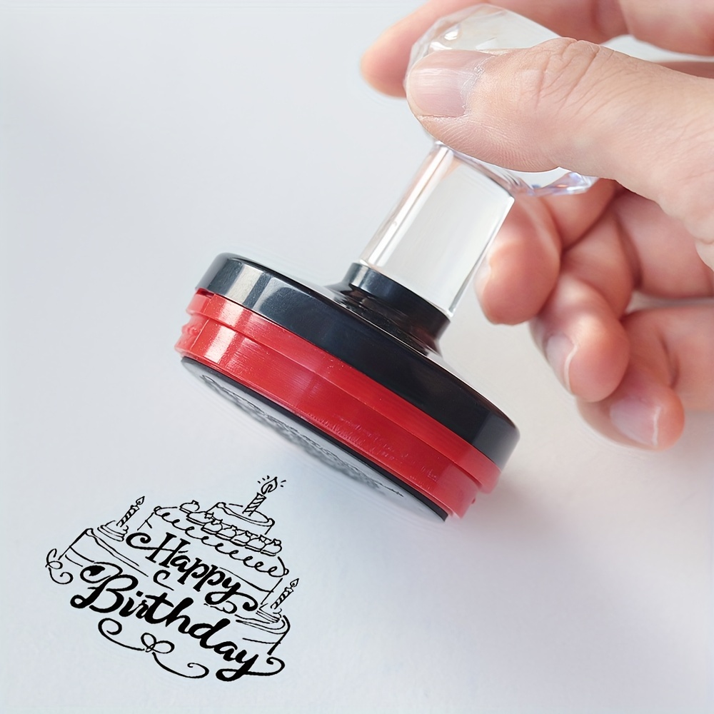 

Happy Birthday Stamp For Card Making, Scrapbooking & Diy Crafts - Round Self-inking Photopolymer Stamp With Clear Impression - Ideal For Journaling, Art Supplies & Business - Plastic Construction