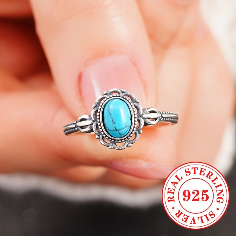 Vintage S925 Sterling Silver Ring with Turquoise