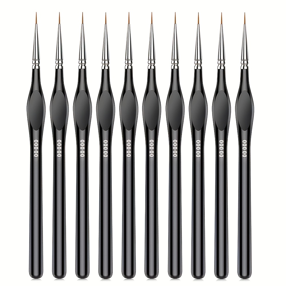 TEMU Ensemble de 10 pinceaux micro détails - avec poils en nylon et manche triangulaire - Pointe extra fine pour art miniature, modèles à l'échelle,