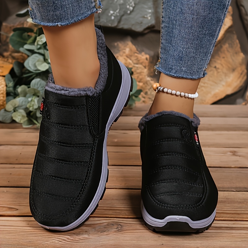 TEMU Casual Winter Ankle Boots For Women, Featuring A Slip-on Design, Plush Lining, Thermal Insulation, Thick Soles, Soft Insoles, Round Toes, And ,