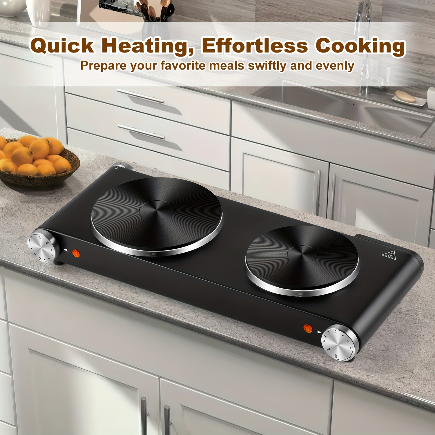TEMU Portable Hot Plate Max Electric Infrared Burner, 7.1in Double Burner, Dual Temperature Control, Compact Stainless Steel Stove For Home