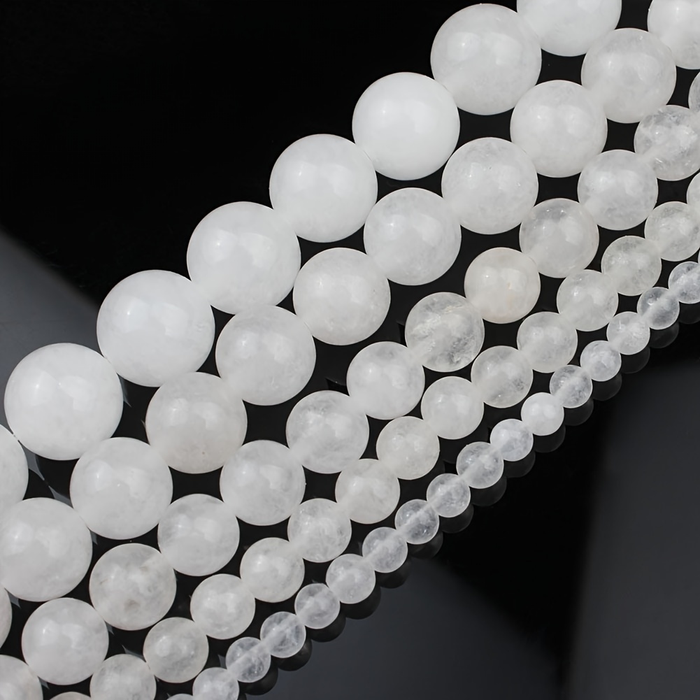 Natural White Chalcedony Round Beads for Jewelry Making
