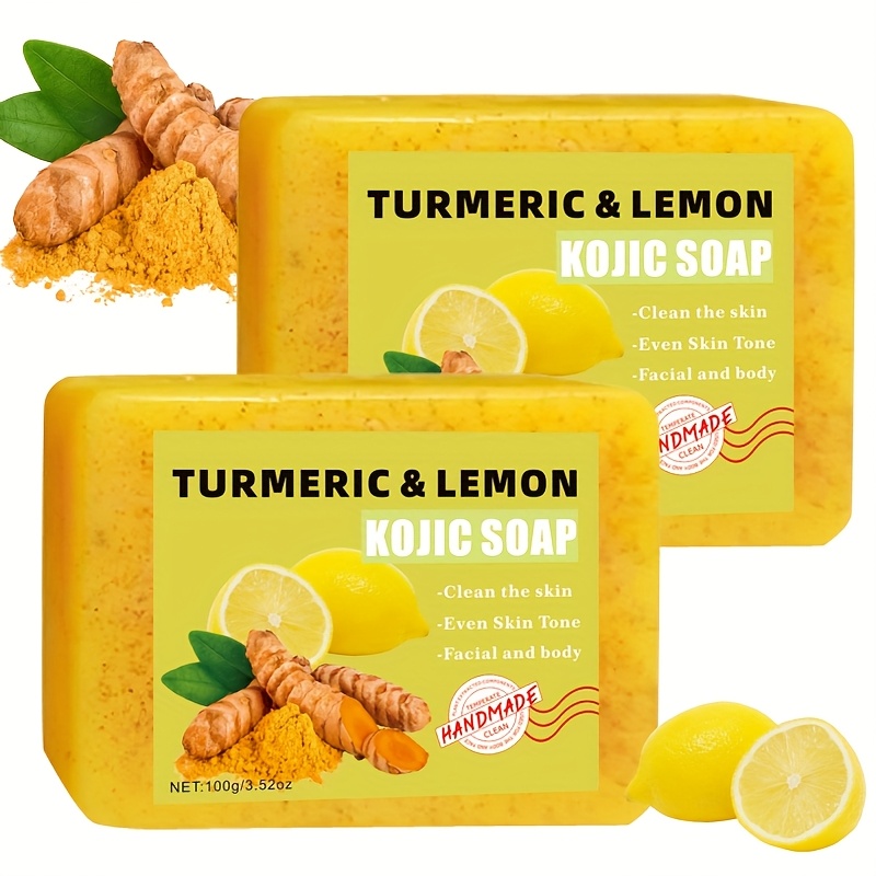 2sets Soap, Turmeric Lemon Hand Soap, Clean Face And Hands, Rich Foam, Deep Cleansing, Gentle And Nonirritating, Suitable For