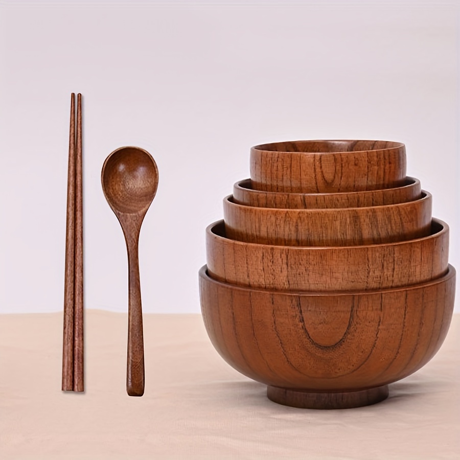 

1 Set Of 3 Bowls Wood Bowl High Quality Japanese Wooden Bowl Wooden -scalding Set