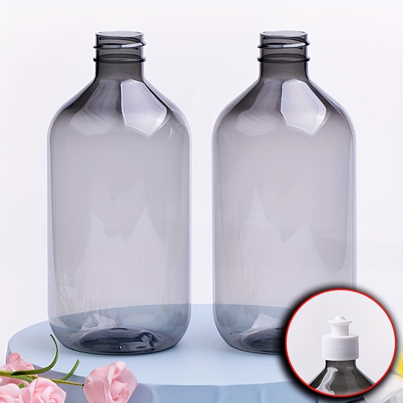 2pcs 500ml Thin-necked Plastic Bottles With Transparent Black Long-necked Design, Suitable For Packaging Liquids Like Hand Sanitizer And Detergent