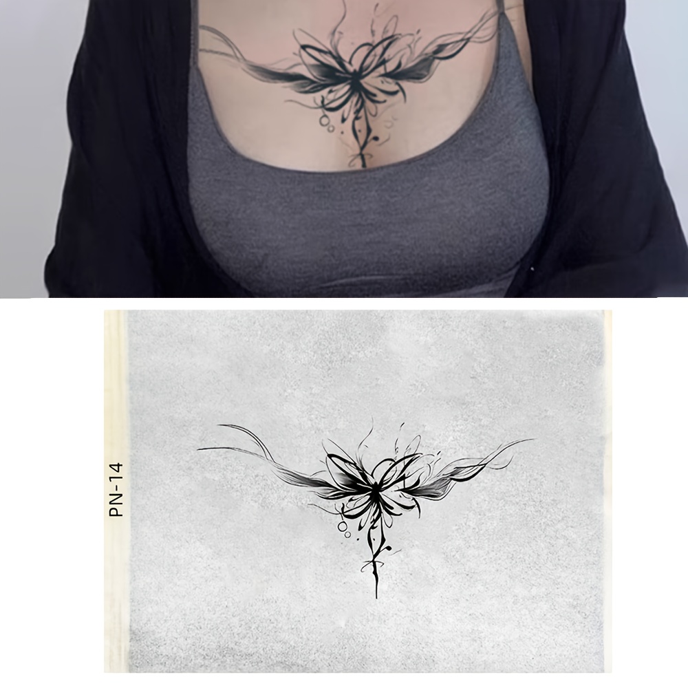 1pc   gothic succubus   temporary tattoo transfer paper - pre-designed a4 stencil with intricate   & thorn pattern, no drawing needed, easy application for  , waist, hip - edgy body art for gothic & alternative styles (sleeve packaging) 0