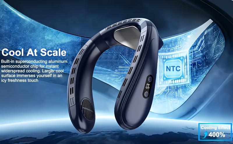 Neck Fan with Back Airflow, Ultra-Long Battery Life of 5200Mah, USB Fan Featuring Semiconductor Cooling Airflow, Bladeless Design, Portable Silent Air Conditioner, Rechargeable Essential for Holidays, Suitable for Both Women And Men