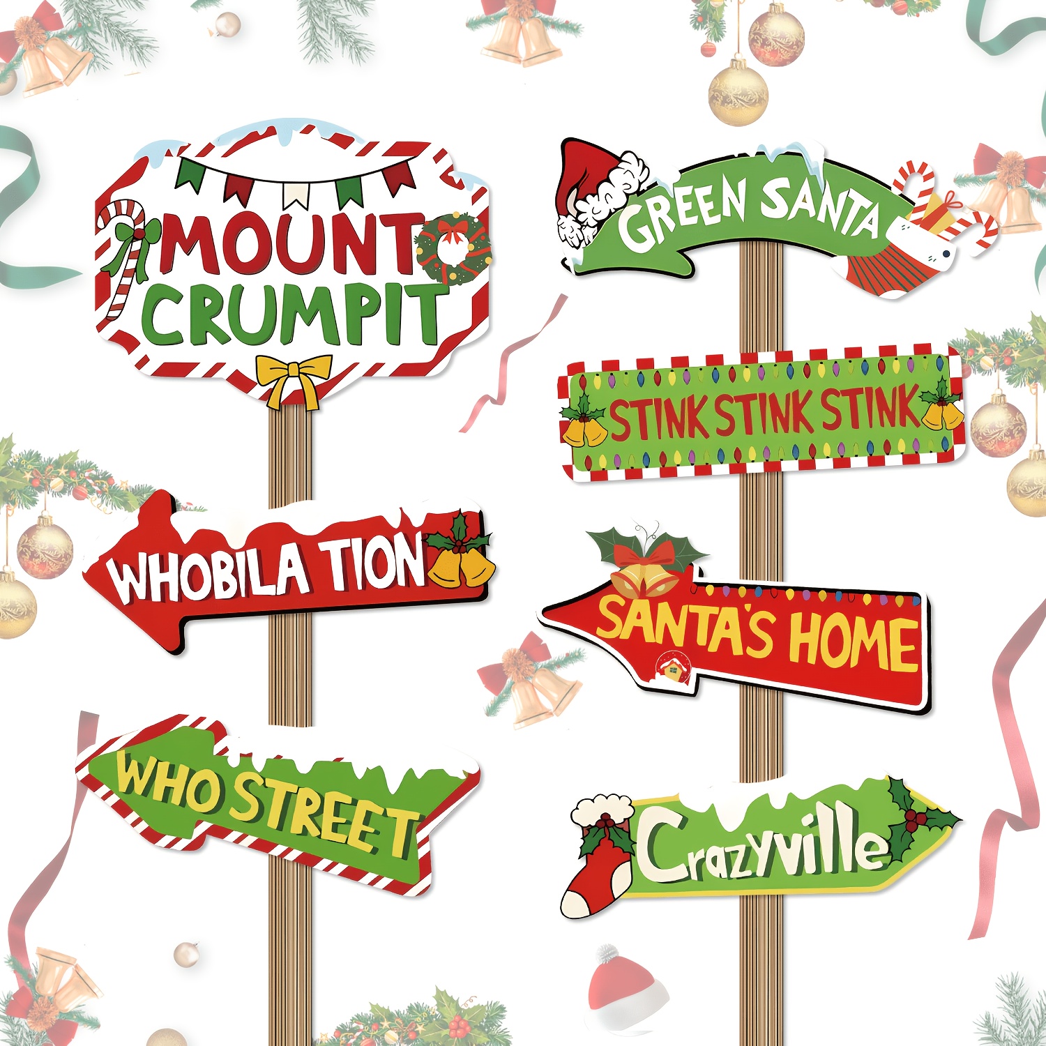 TEMU Party Photo Booth Props, Christmas Party Decorations, Christmas Village Gift Trees, Signage Decorations, Christmas Holiday Party Decoration