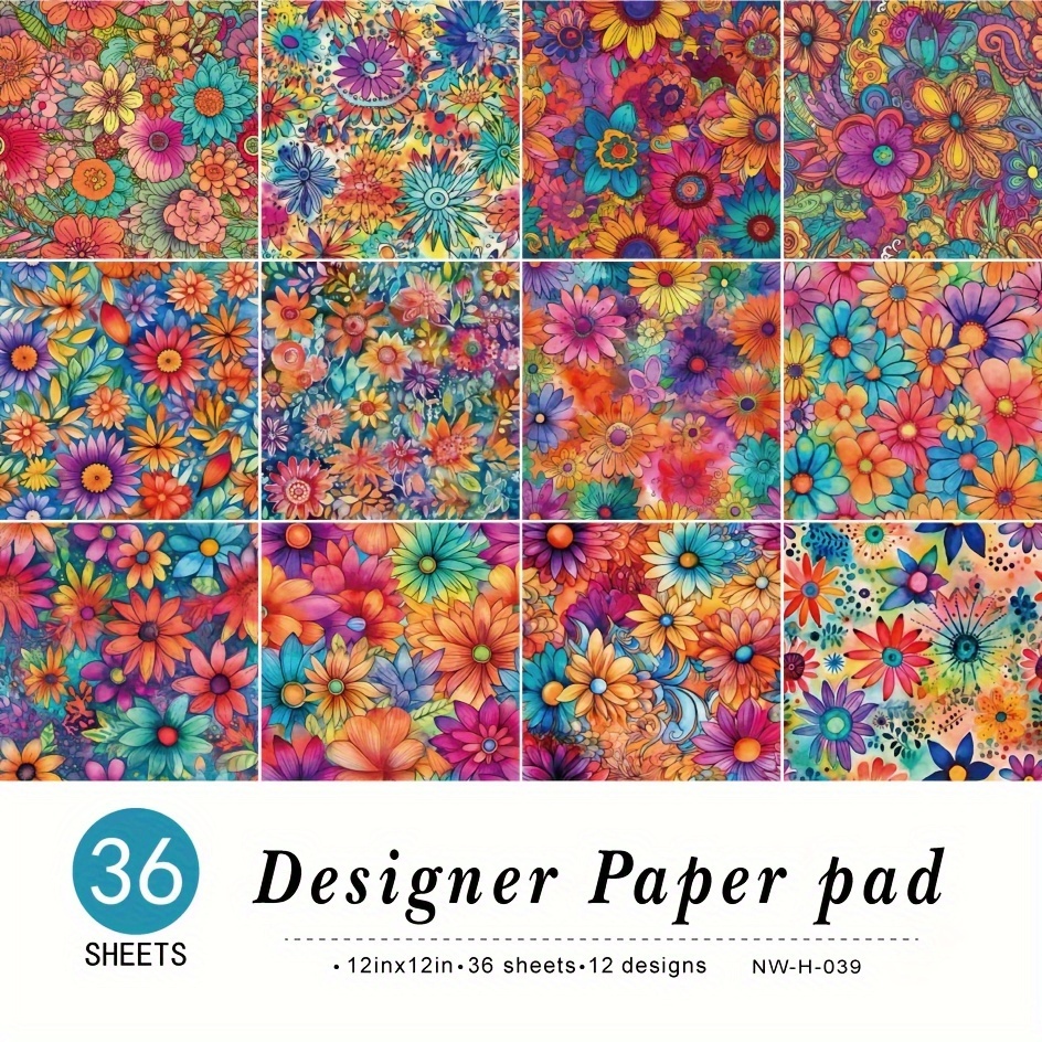 

36 Sheets 12"x12" Flower Illustrations Diy Paper, Diary Scrapbooking Supplies Kit Aesthetic Decorative Gift Wrapping Album Planner Decorative Paper Craft Supplies