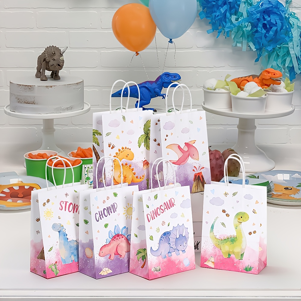 6pcs Dinosaur Theme Pattern Gift Bags with Handles