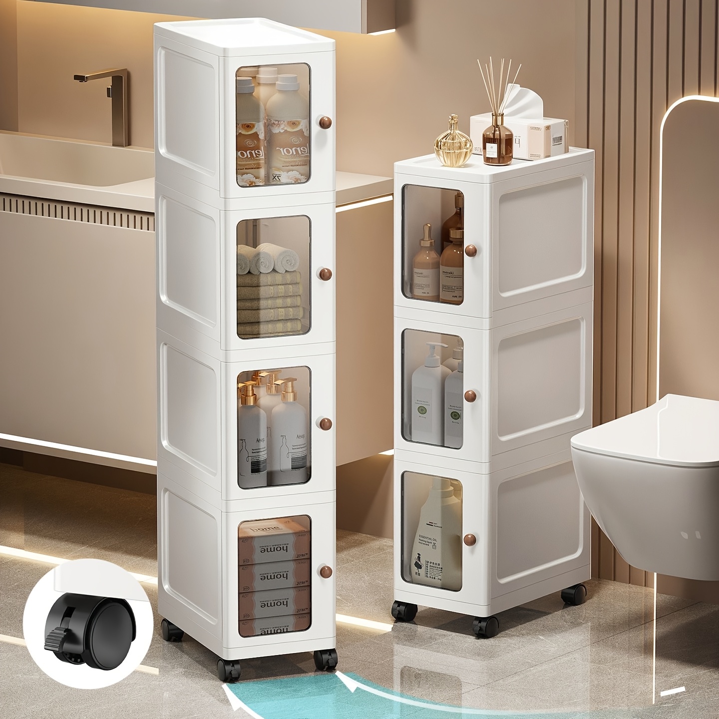 Plastic Multi-Layer Foldable Storage Cabinet for Bathroom