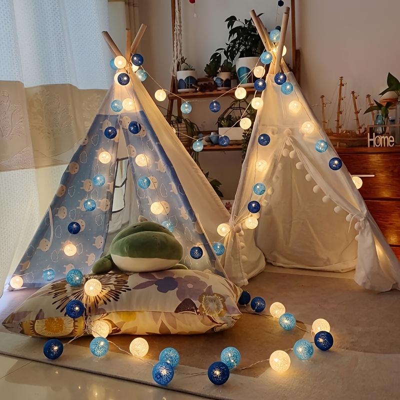 TEMU 1 Confezione Luci a Stringa da Interno a LED a a Forma di Fata, Alimentate a Batteria, Caldo, Blu, Decorazione per Casa, Camera da Letto,