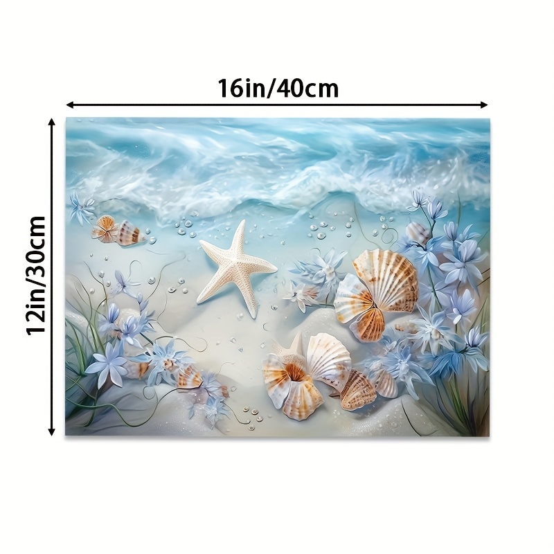  Beach Seashell Bathroom Wall Art Coastal Floral Pictures Wall  Decor Flower Starfish Canvas Painting Modern Home Decorations Artwork for  Bedroom Living Room Office Framed 16x12: Posters & Prints