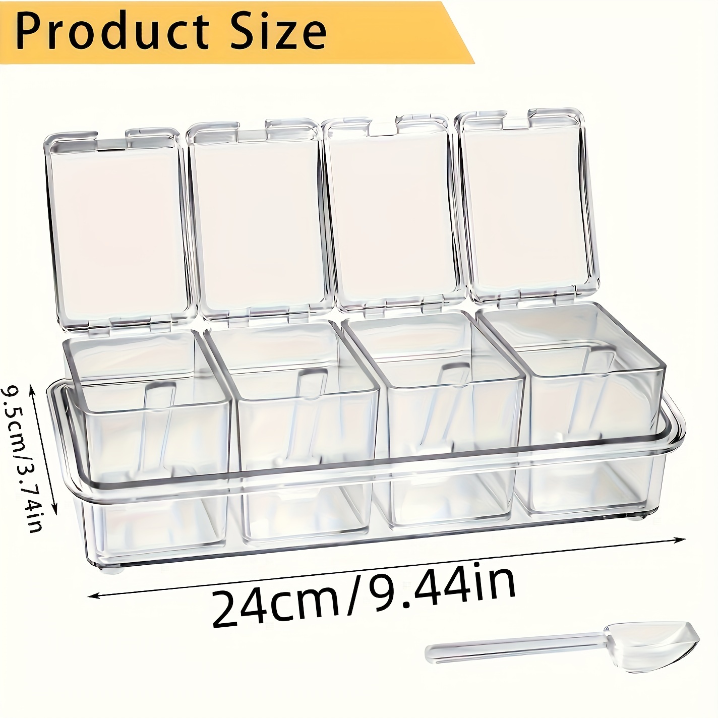 Image of A Set Of 4 Transparent Seasoning Box Sets, Spice Boxes, Spice Storage Containers, Seasoning Jars, Seasoning Boxes With Lids And Spoons, Suitable For Home, Restaurant Kitchens, Kitchen Supplies