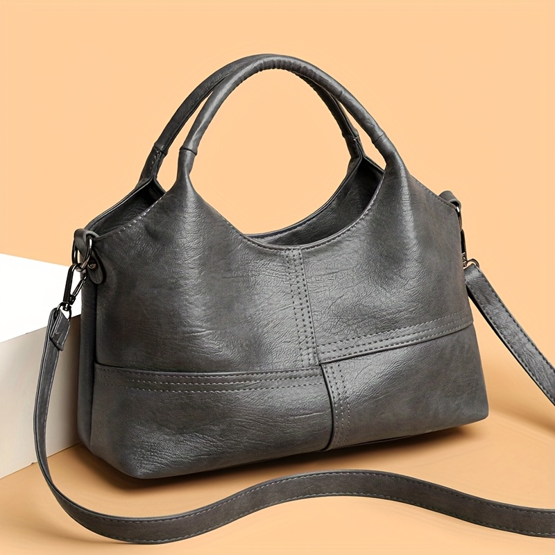 Vintage Soft Women'S Crossbody Handbag - Stylish Stitched Decoration, Designed for Both Hand-Held And Crossbody Use, a Spacious And Versatile Item for Commuting And Leisure, an Essential Bag for Elegant Women