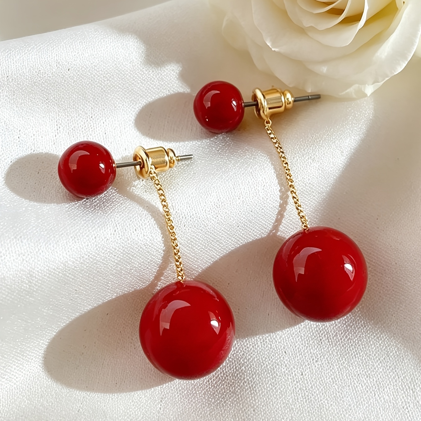 Image of A Pair Of Sweet And Elegant Front-back Style Tassel Earrings For Women, Suitable As Accessories For Holidays, Birthdays, Dates, Parties, Vacations, Shopping, And Daily Commutes