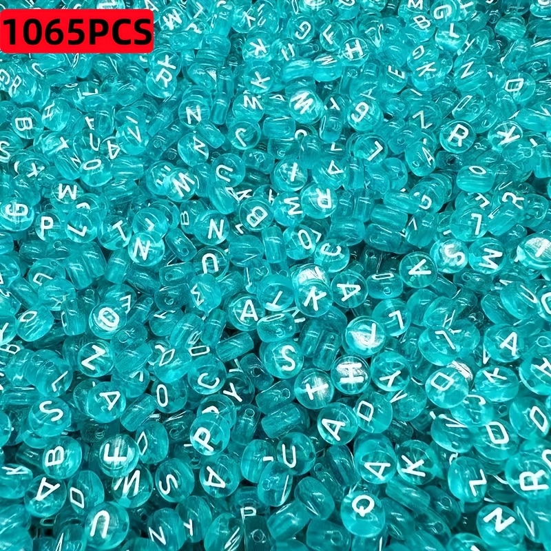 TEMU 615pz/1065pz Perline Acriliche Trasparenti con Lettere Miste da 7mm, Forniture per di Gioielli, Perline Distanziatrici per Braccialetti, Collane