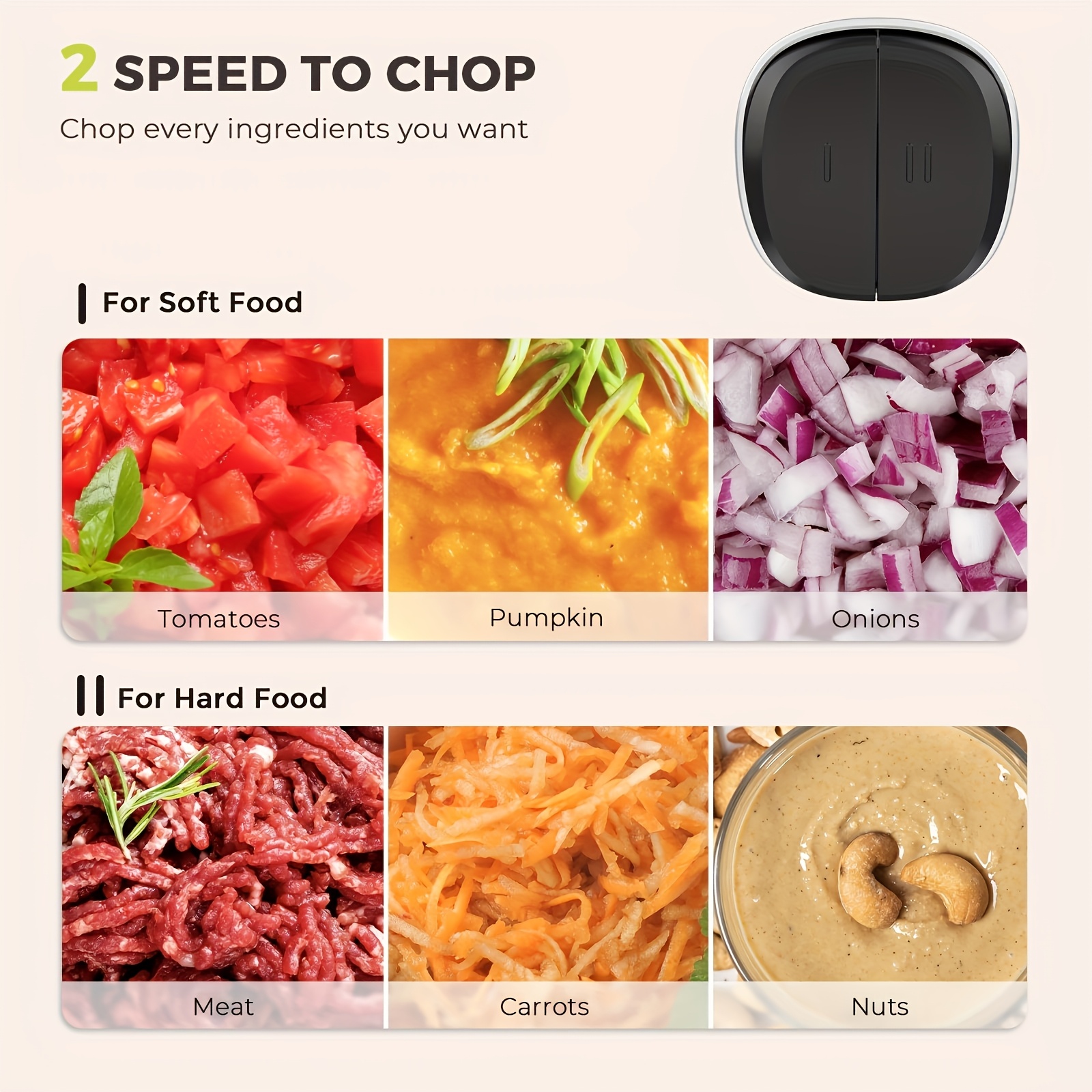   food processors with 2 bowls meat grinder 4 bi level blades mini electric food chopper 450w for baby food meat onion vegetable chopper 2 speed 8 cup and 8 cup christmas gifts Product details 5