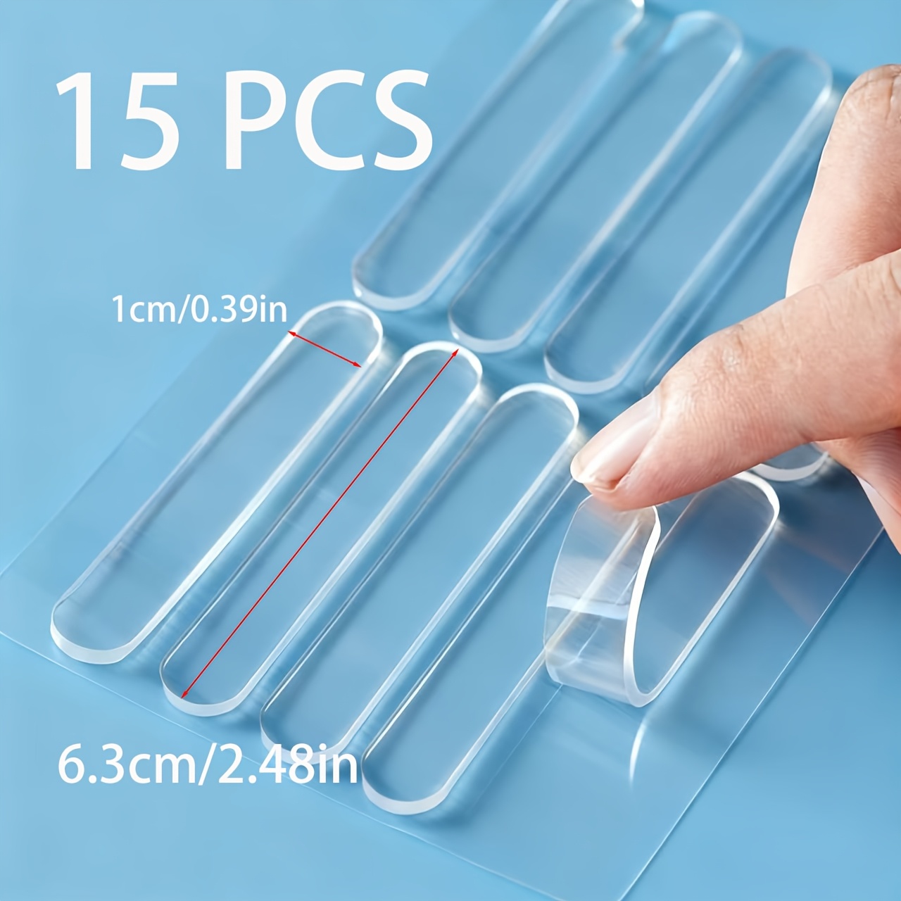 TEMU Lot de 15 bandes de -collision pour portes de bureau et de maison, bandes longues transparentes multifonctionnelles, autocollants -claquement