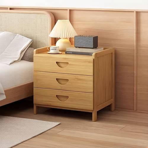 bamboo wood bedside cabinet with drawers open shelf modern minimalist bedside table suitable for bedroom living room office study sturdy bamboo furniture with assembly compact storage for small spaces