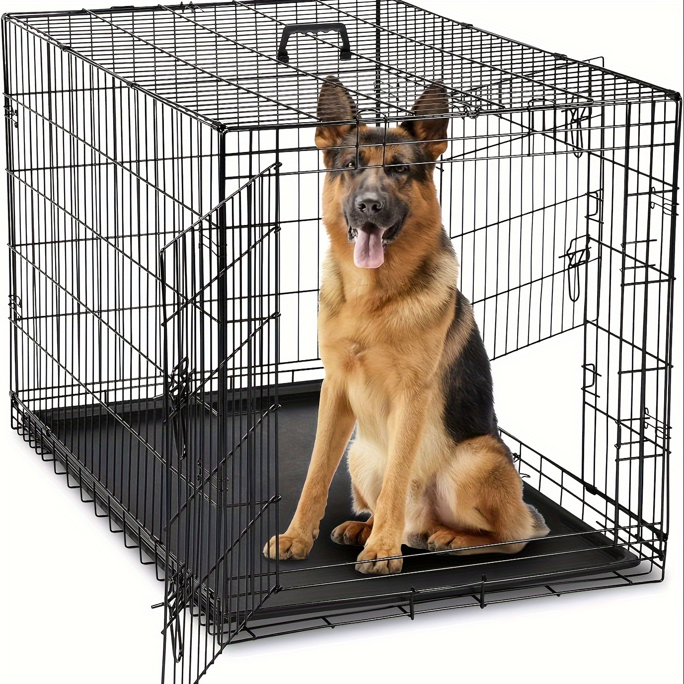 Dog Crate Divider Panel Double Door Folding Metal Wire Dog Temu