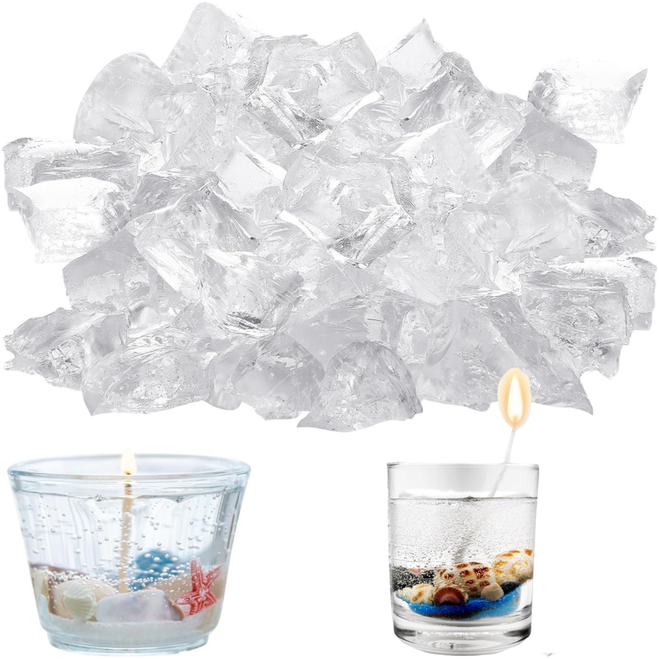 500g/1kg Transparenter Gelwachs für Kerzenherstellung & Seifenbasis, Kristall DIY Wachs für Duftkerzen, Handgemachter Gelwachs für Bastelarbeiten, Vorbereitungsmaterial für Duftkerzen Seifenkreationen