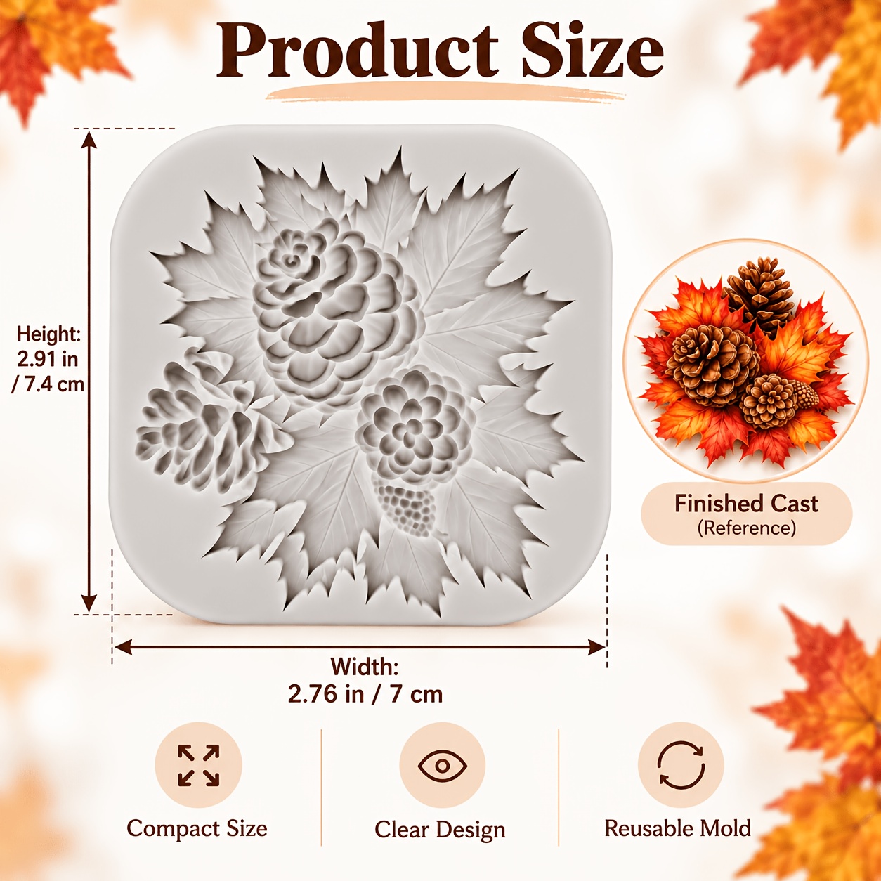 TEMU 1pc Christmas Pine Cone Silicone Mold, Candle Mold, Soap Mold, Resin Molds, Diy Soft Pottery Clay Drop Glue Decorative Mold, Moldes Para Velas,