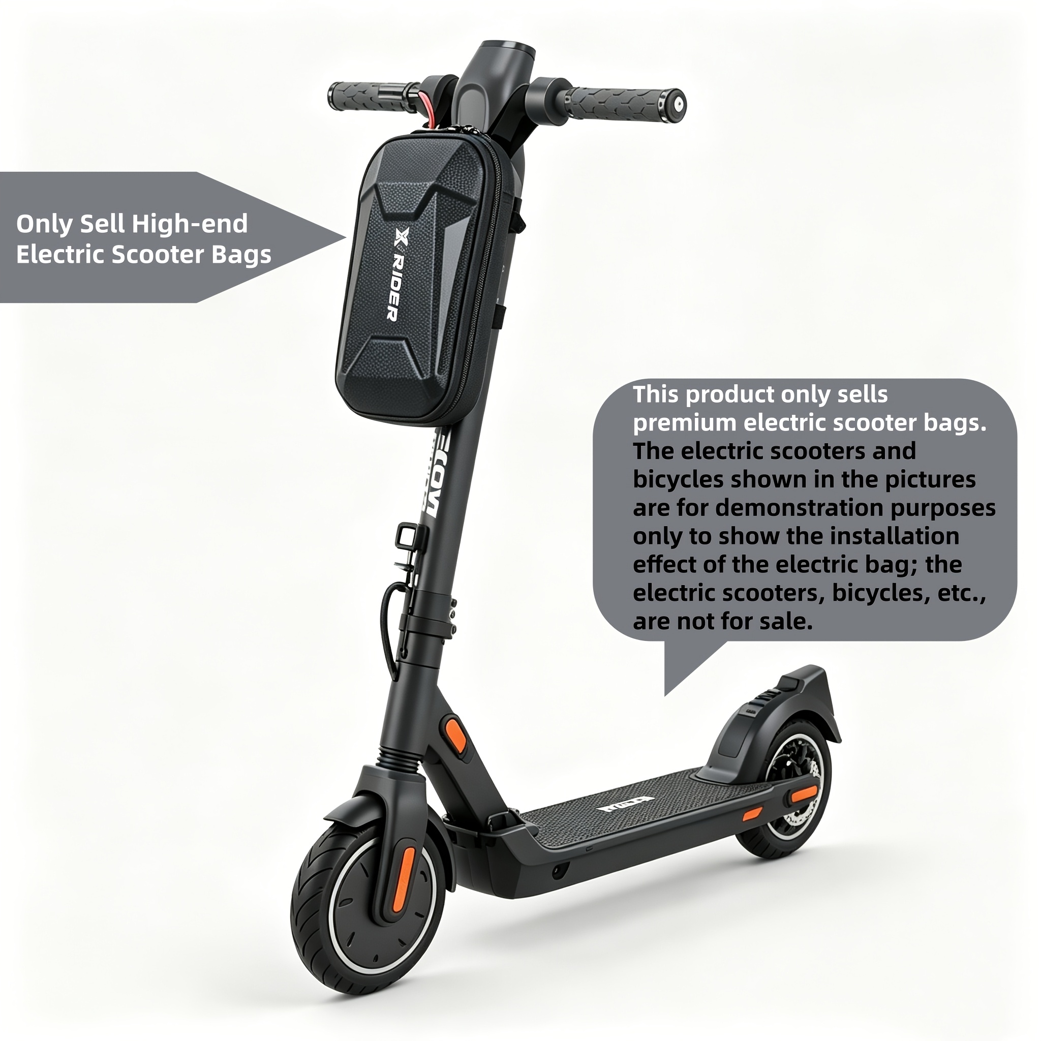 TEMU Electric Scooter Handlebar Bag 3l, High-end Eva Hard Shell Storage Bag, Adjustable Installation Strap Double Zipper Portable Storage Bag, Top