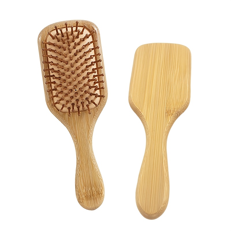 professional bamboo hair brush and comb with anti static scalp massager wide tooth detangling curly straight hair care bamboo handle and plastic bristles for static scalp massage sensitive scalp adults