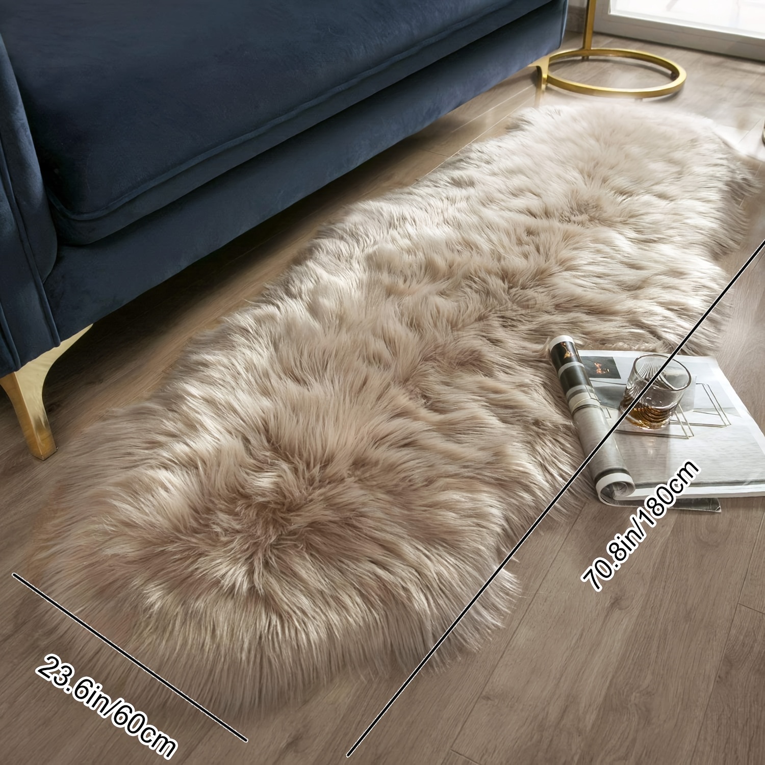 Image of 1 Pc Faux Fur Mat, Fluffy Shaggy Runner Mat Area Mat Ultra Soft Mat, White Fuzzy Mat Machine Washable Shag Mat, Decor Throw Rugs For Bedroom, Study Room, Living Room, Christmas Home Decor