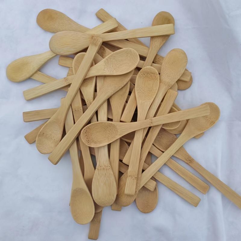

10pcs Household Wooden Spoon Set, Handmade Coffee Spoon, Disposable Jam Honey Bamboo Spoon, Long Handled Wooden Spoon, Ice Cream Dessert Small Spoon, Rice Spoon Home, Anti Scalding And Anti Drop Spoon