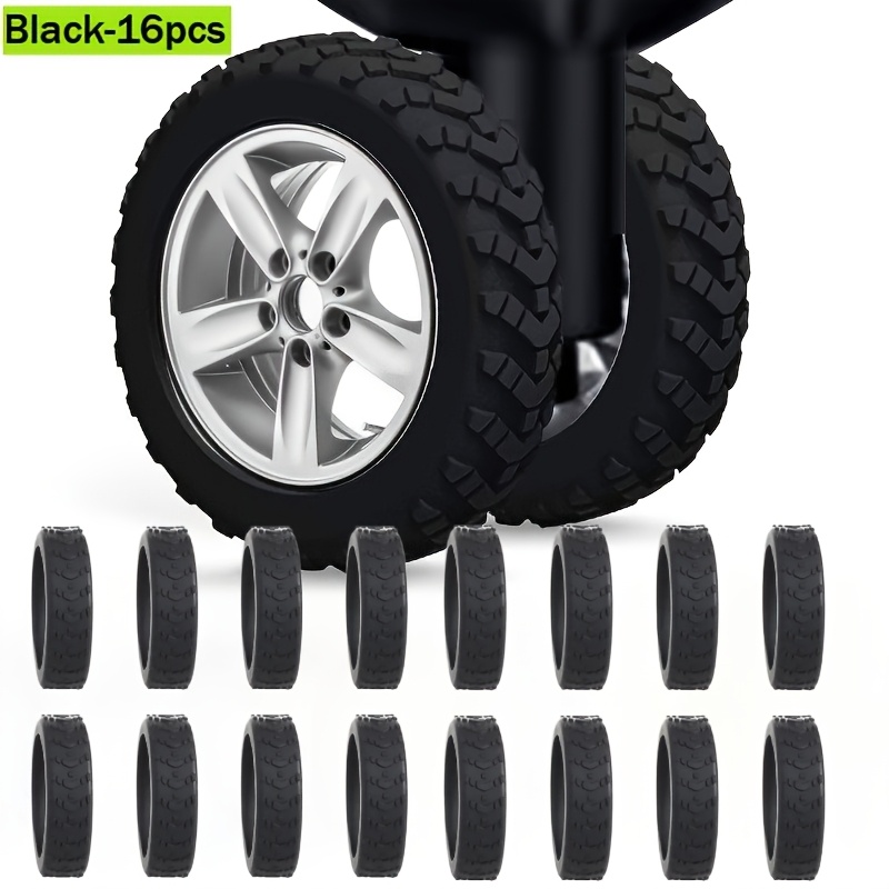TEMU 16pcs Black Suitcase Wheel Protection Covers, Travel Case Leg Wheel Covers, Case Wheel Protection Covers, Elastic Travel Bag Additions, Soft And