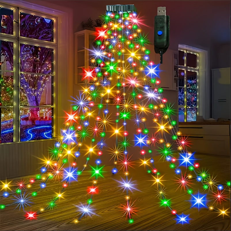 TEMU Luces LED para árbol de Navidad de 78.74 pulgadas/200 piezas, luces de navideñas, luces LED de , decoración de jardín interior, alimentadas por