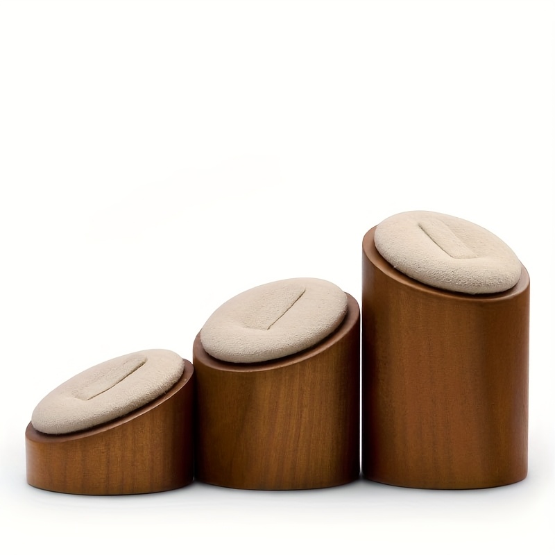 TEMU Oirlv Set Of 3 Solid Wood Jewelry Stand Ring Holder Ring Holder Cylindrical Jewelry Stand Jewelry Display Rack Jewelry Organizer Jewelry Display