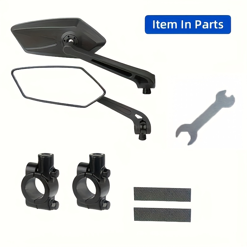 TEMU ["Rétroviseurs pour Trottinette] 2pcs Rétroviseurs pour Vélo - 360° Réglables, ABS Durable, Guidon Rectangulaire Noir - Adaptés aux Scooters