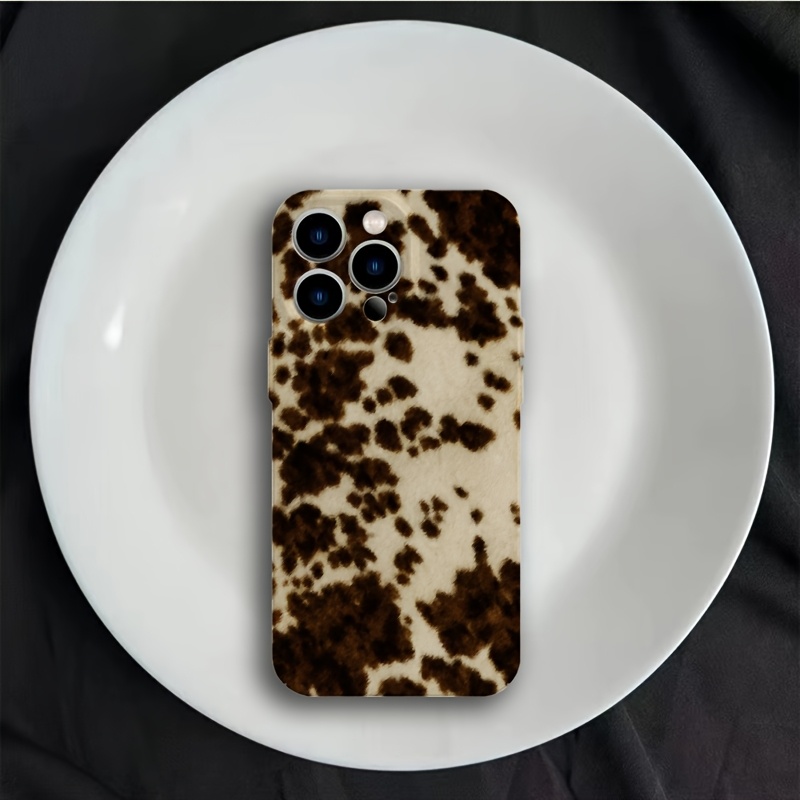 TEMU Phone Case: New Brown Cow Print Phone Case For Iphone 17 16 16e 15 14 13 12 11 Pro Max Xr Xsmax 8 7 Plus Lens Protection Shockproof Hard Pc Back