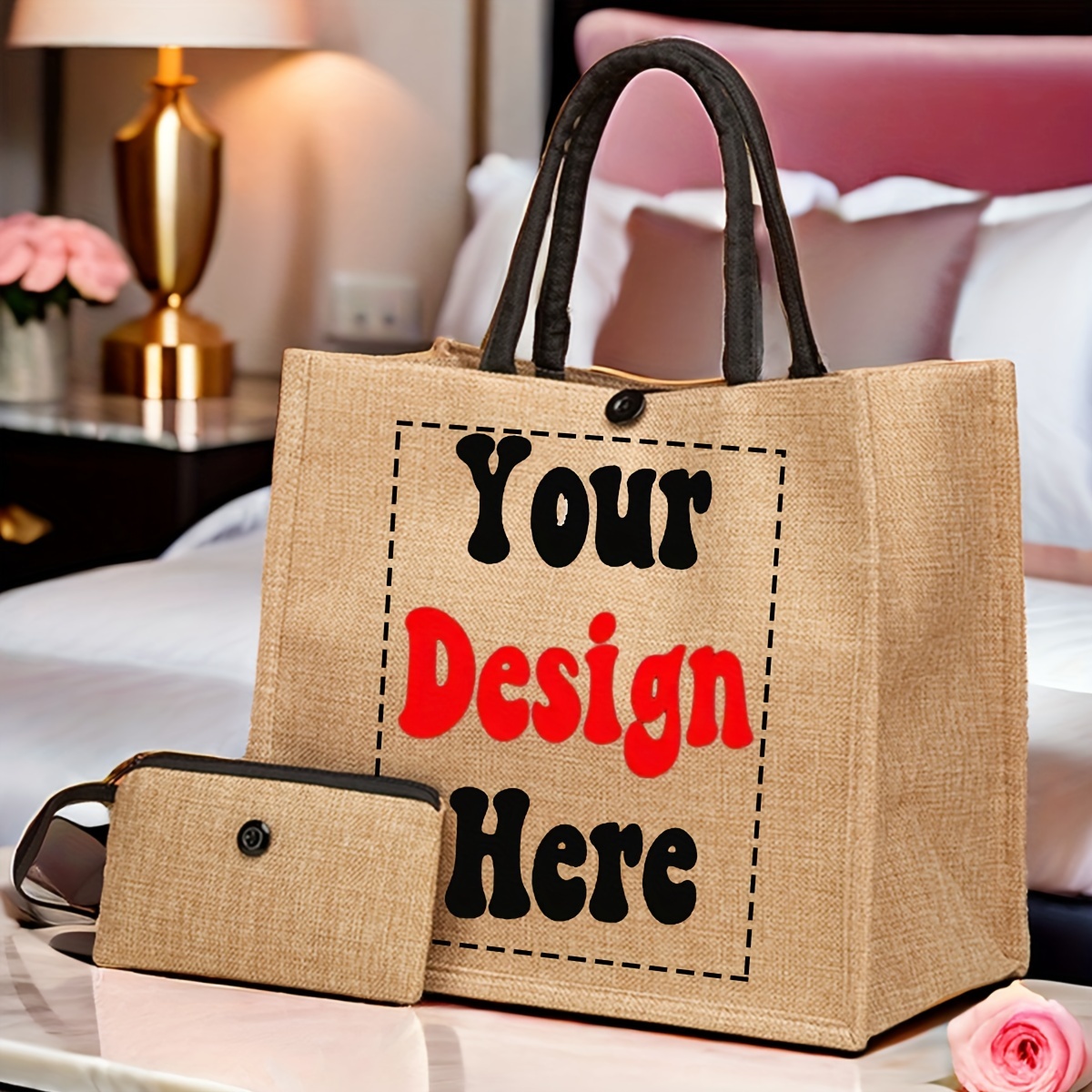 

Customizable 2pcs Tote & Coin Purse Set - Large Capacity, Fashionable With Diy Image Option - Shopping, Parties & Gifts