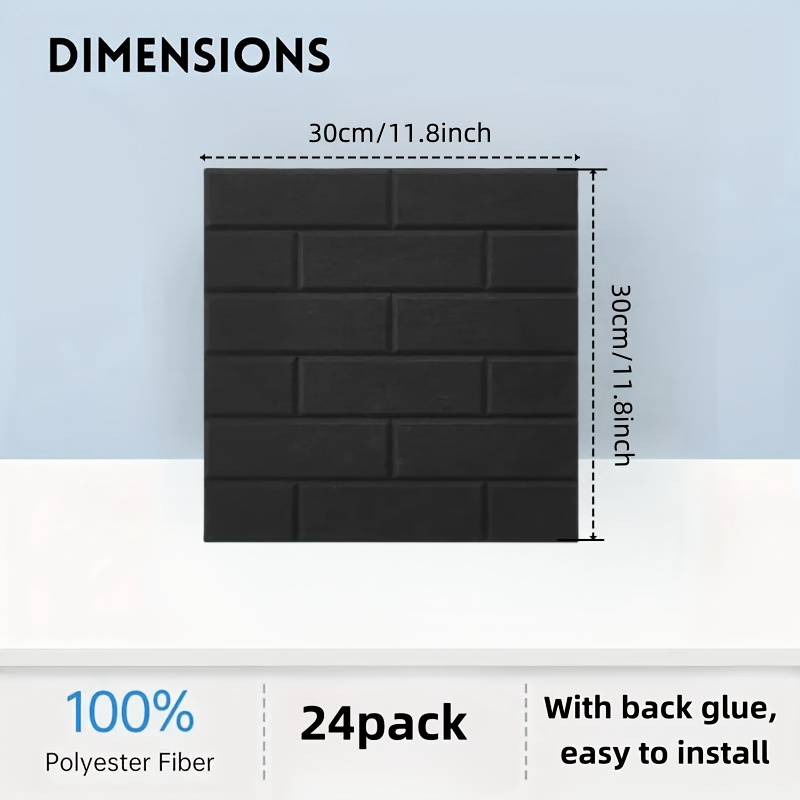 TEMU [Nuovo] Pannello Fonoassorbente Decorativo in Fibra di Poliestere (24 pezzi, , per Migliorare la Qualit� del Suono in Aule, Sale Riunioni, Sale