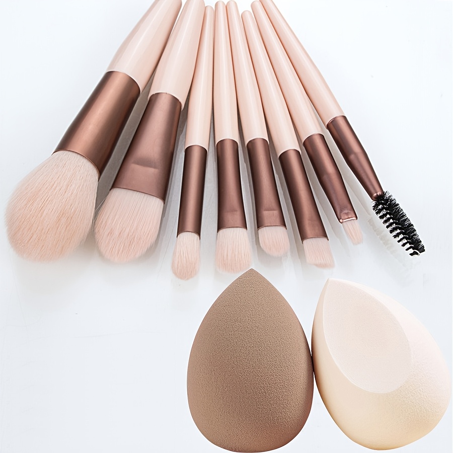 8pcs Makeup Brushes & 2pcs Egg Sets Professional Kit Compatible For Women - Soft Nylon Bristles, Full Coverage Foundation/blush/ Eyeshadow Application, Skincare & Beauty Set
