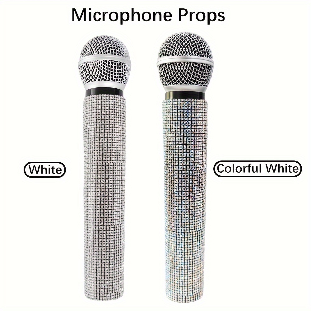 

Sparkling Rhinestone Microphone Prop - Ideal For Parties, Photo Booths & Gifts, Plastic With Sparkle, Karaoke Fans & Music Enthusiasts