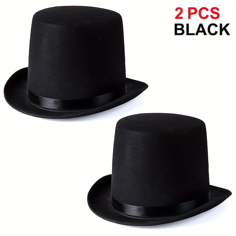 E-shop 2er- Hohe Form Hut Schwarz Zauberer Erwachsene Unisex Kopfbedeckung Fedora Hut für Disco, Cosplay, Fedora Party