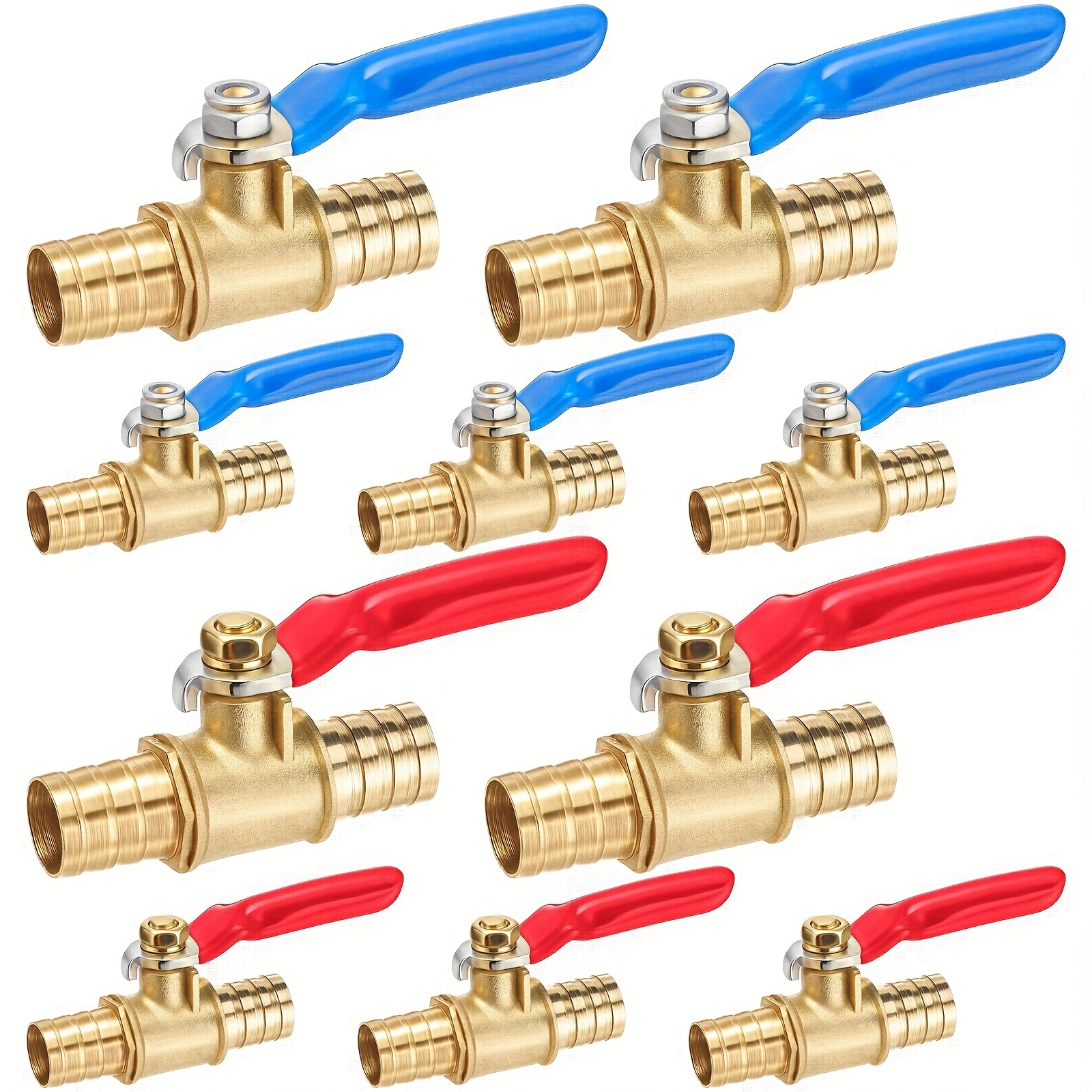 TEMU 12 Pack 1/2 Inch Pex Shut Off Valve, Pex Brass Ball Valve Full Port Water Shut-off Stop Fittings Brass Fittings For Hot And Cold Water