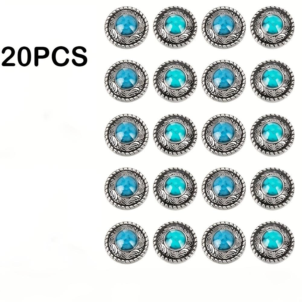 TEMU 20 piezas de botones de aleación en 2 colores con de y tornillo para bolsos, decoración de manualidades de cuero sintético, redondos planos de