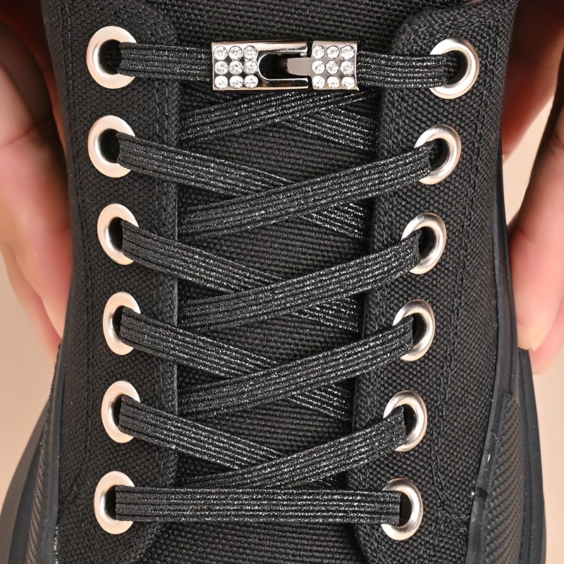 1Pair Rhinestone Shoe Buckles, Fashion Versatile Plastic Buckles Suitable for Elastic Shoelaces