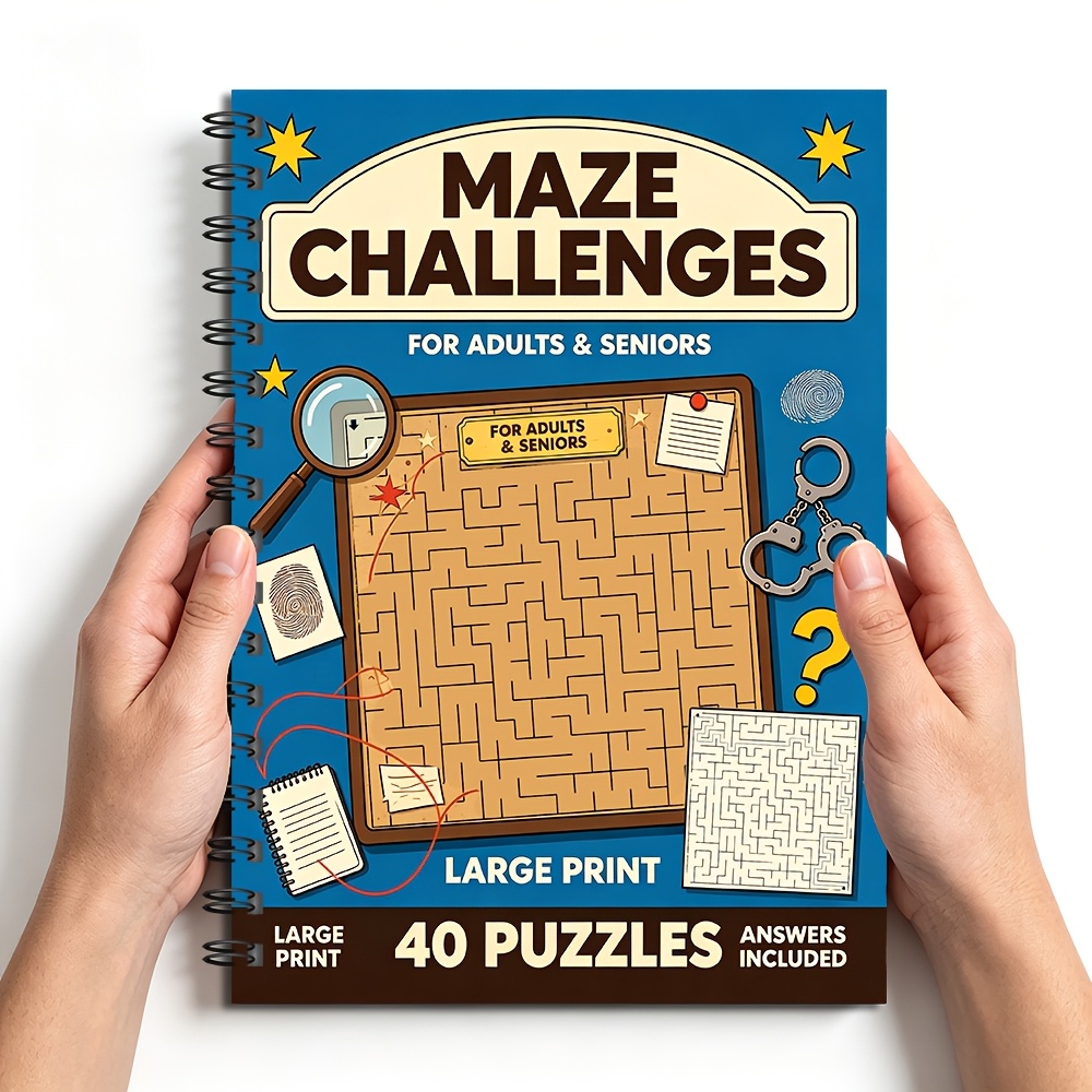 Maze Challenges Book, Large Print, Fun Mazes