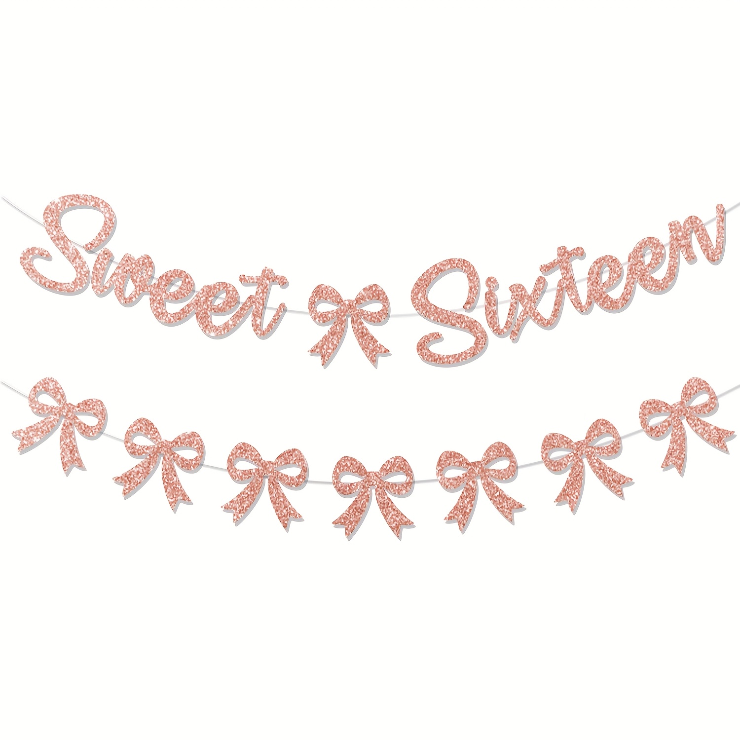 Image of Bow Banner - Bow 16th Birthday Party Decoration, 16 Banner Girl/lady Birthday Party Banner