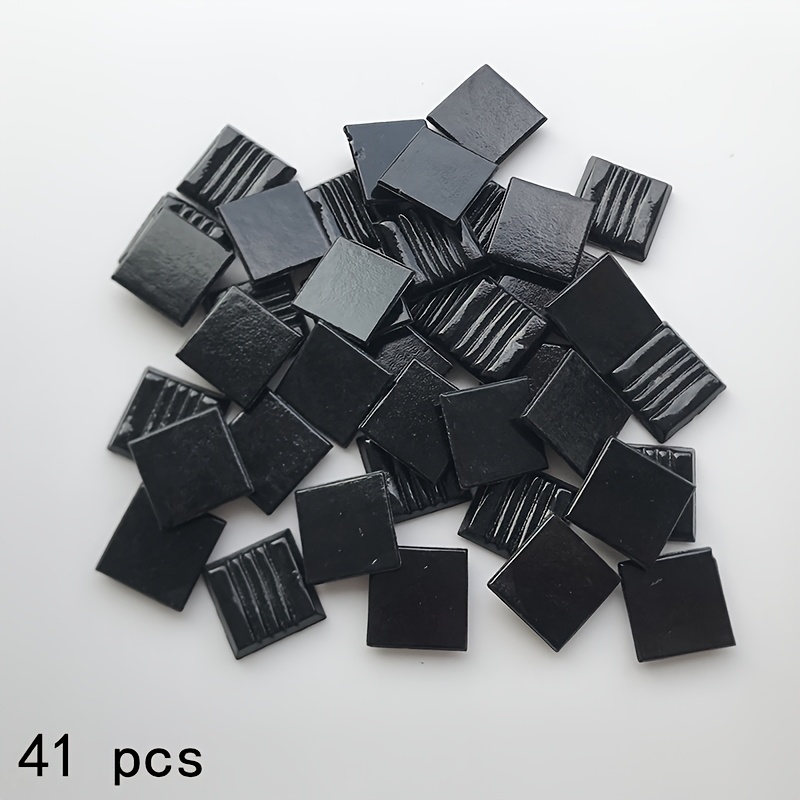 Image of 41pcs Of Black Mosaic Tiles Measuring 0.787x0.787 Inches, Suitable For Decorative Art Projects, Painting, And Crafting Materials For Ideal For And Floor Decorations